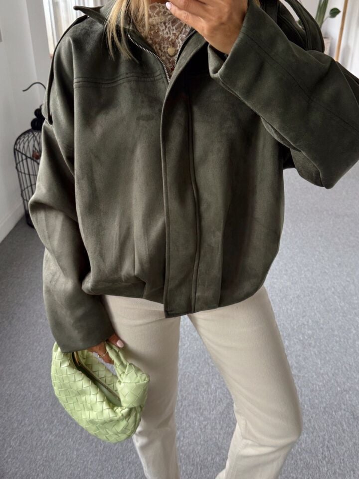 HAKİ SÜET BOMBER CEKET