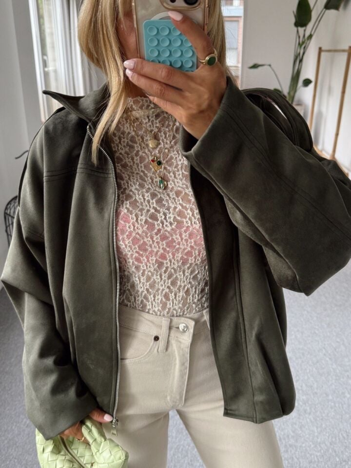 HAKİ SÜET BOMBER CEKET