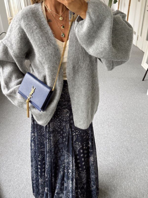 GRİ TİFTİK KARIŞIMLI YÜN HIRKA (ÖN SİPARİŞ)