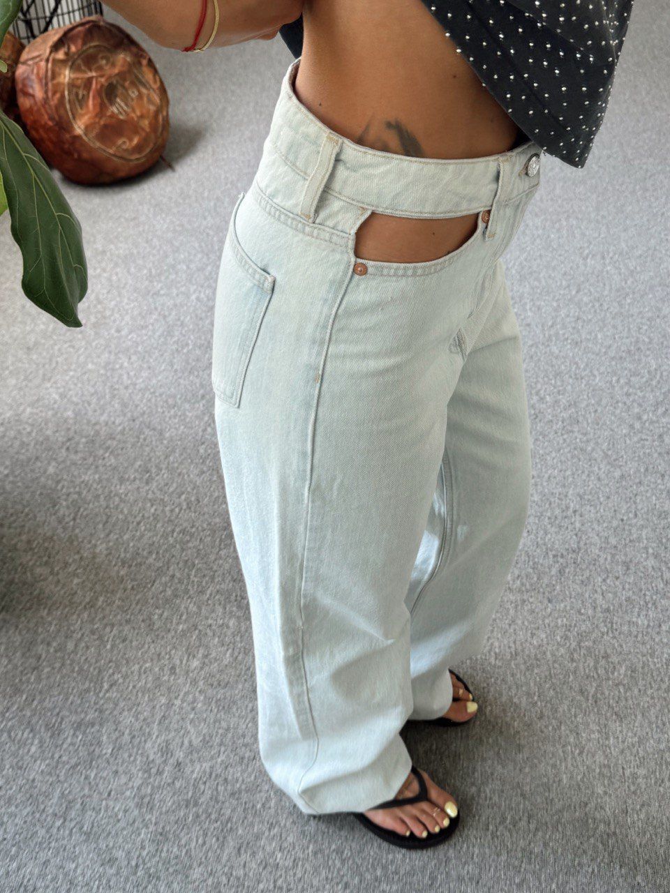 AÇIK RENK BEL DETAY DENİM PANTOLON