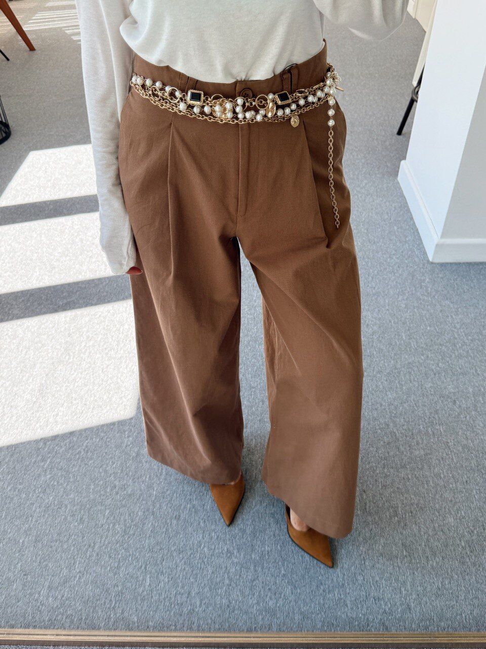 KAHVE PİLİ DETAY KANVAS PANTOLON