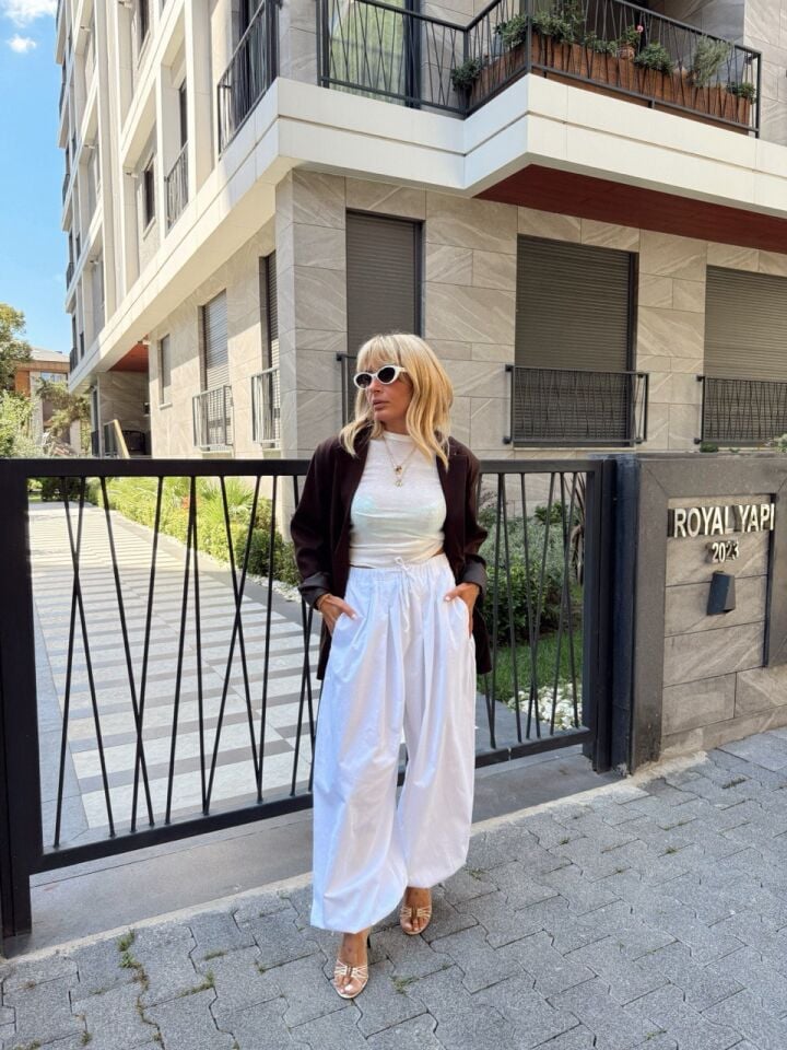 BEYAZ PAMUKLU POPLİN ŞALVAR