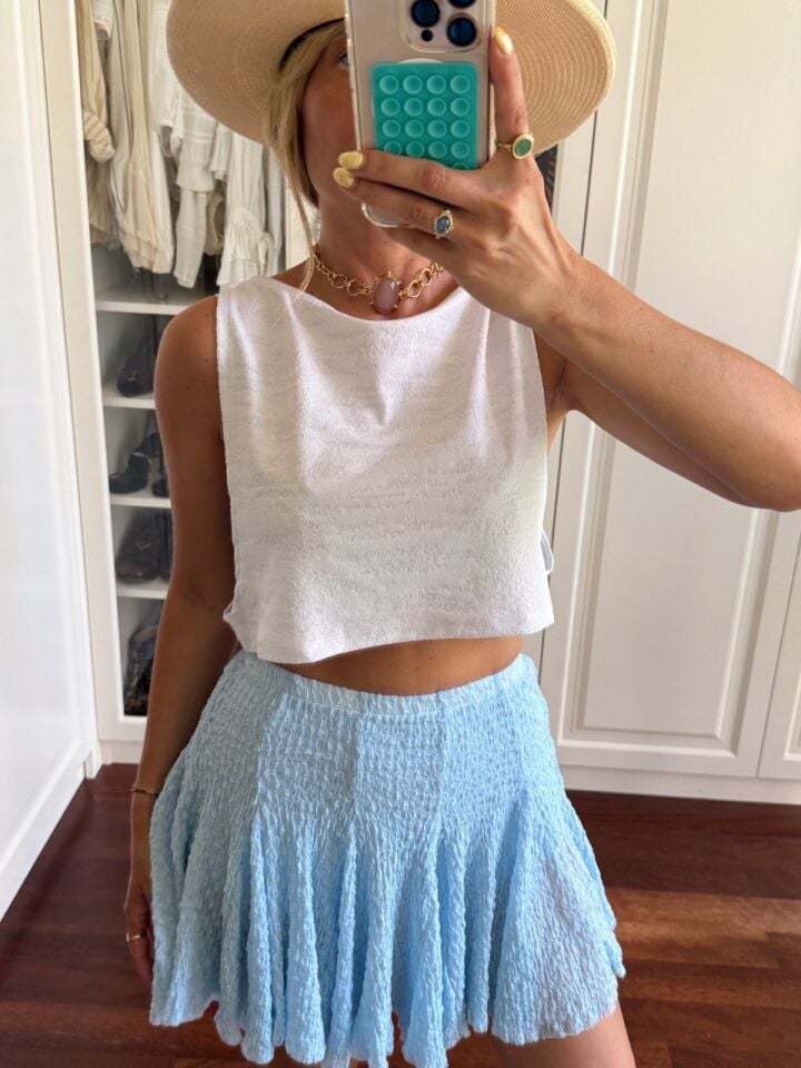 MAVİ DANTEL ŞORT ETEK