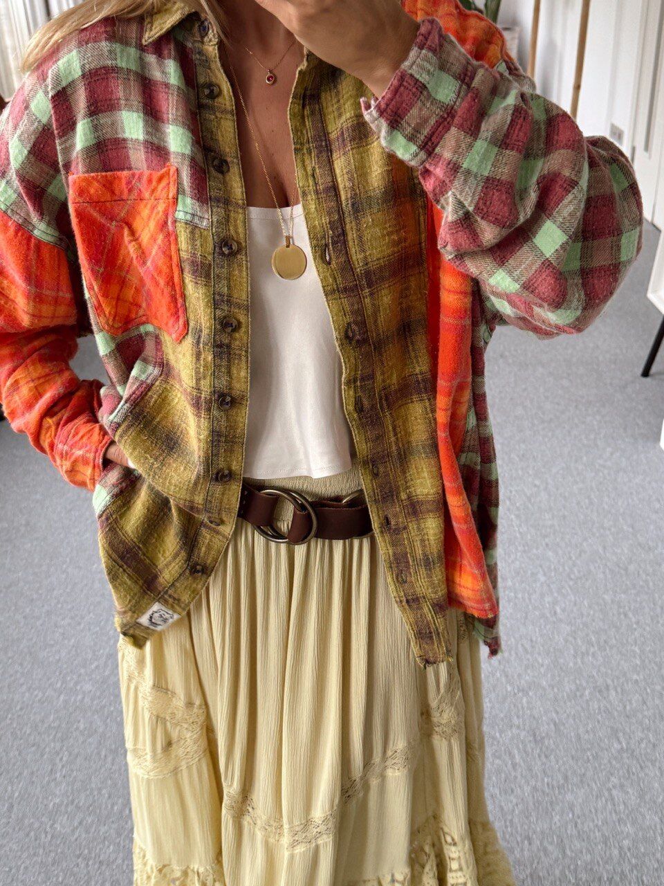 YAĞ YEŞİLİ EKOSELİ ODUNCU İTHAL GÖMLEK