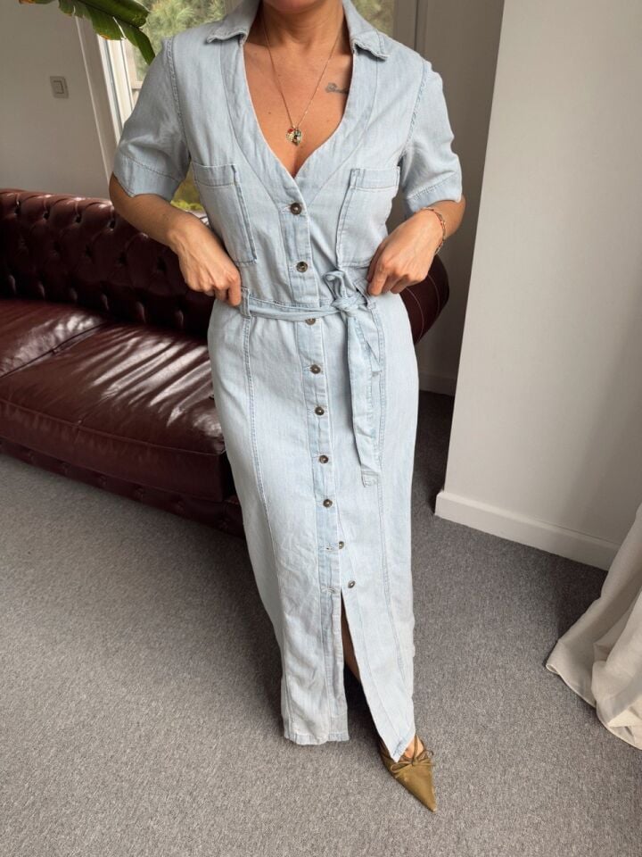 TENSEL KUMAŞ DENIM MAXI ELBİSE