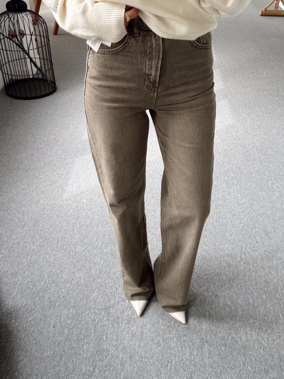 HAKİ DENIM PALAZZO JEAN