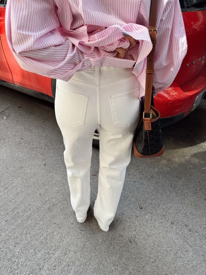 BEYAZ YÜKSEK BEL DENİM PANTOLON