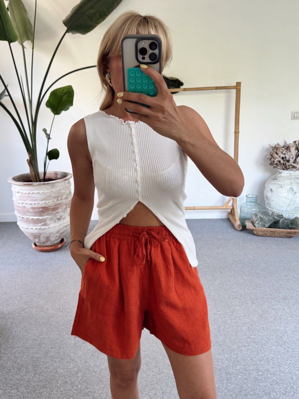 TURUNCU HAM KETEN ŞORT