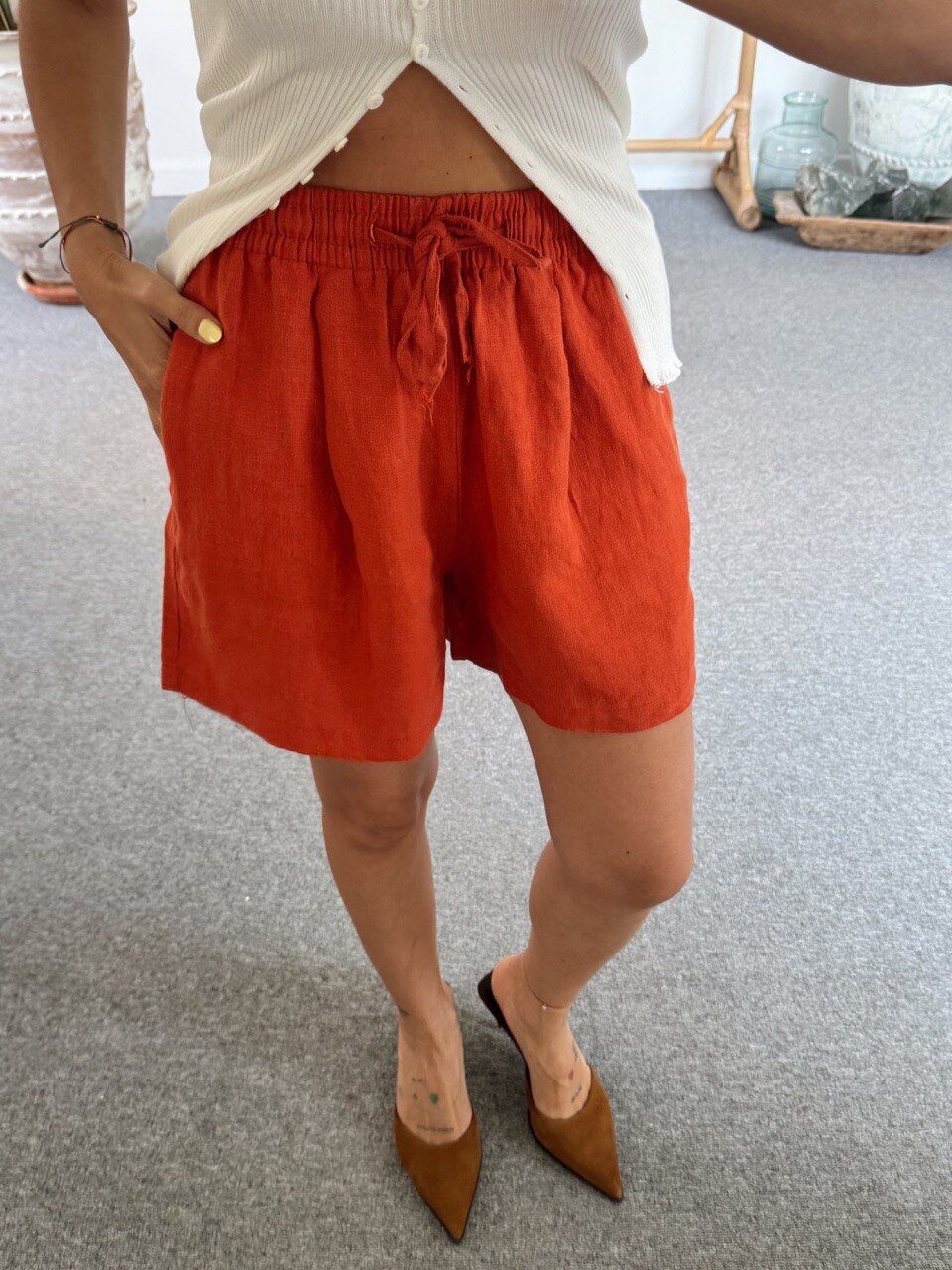 TURUNCU HAM KETEN ŞORT