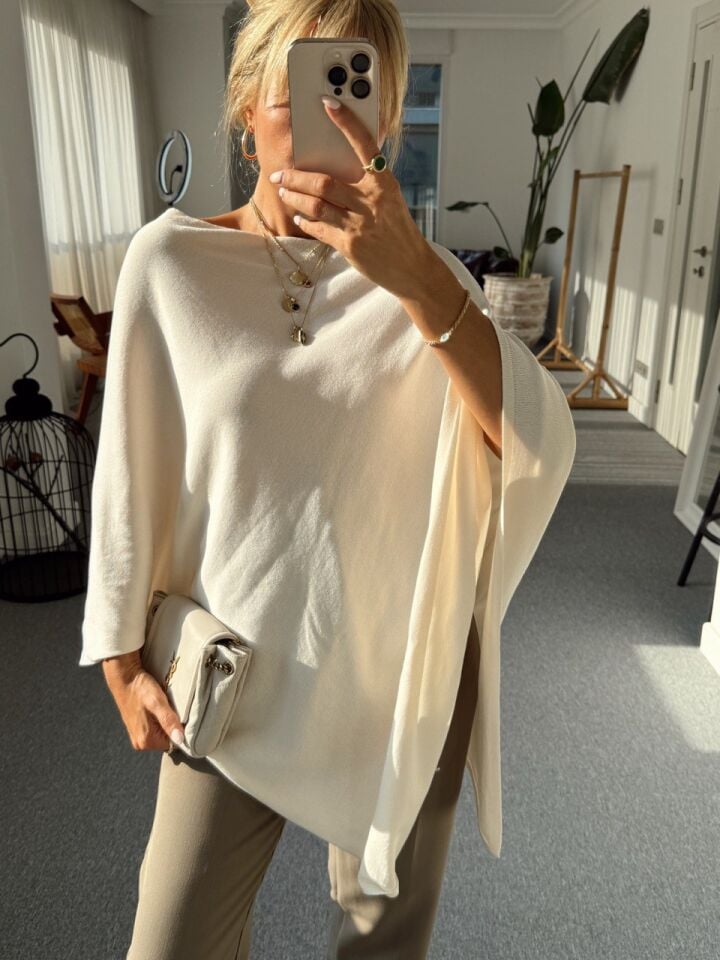 KREM ASİMETRİK PANÇO