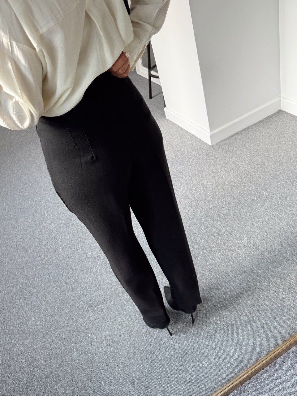 SİYAH KREP KUMAŞ YÜKSEK BEL PANTOLON