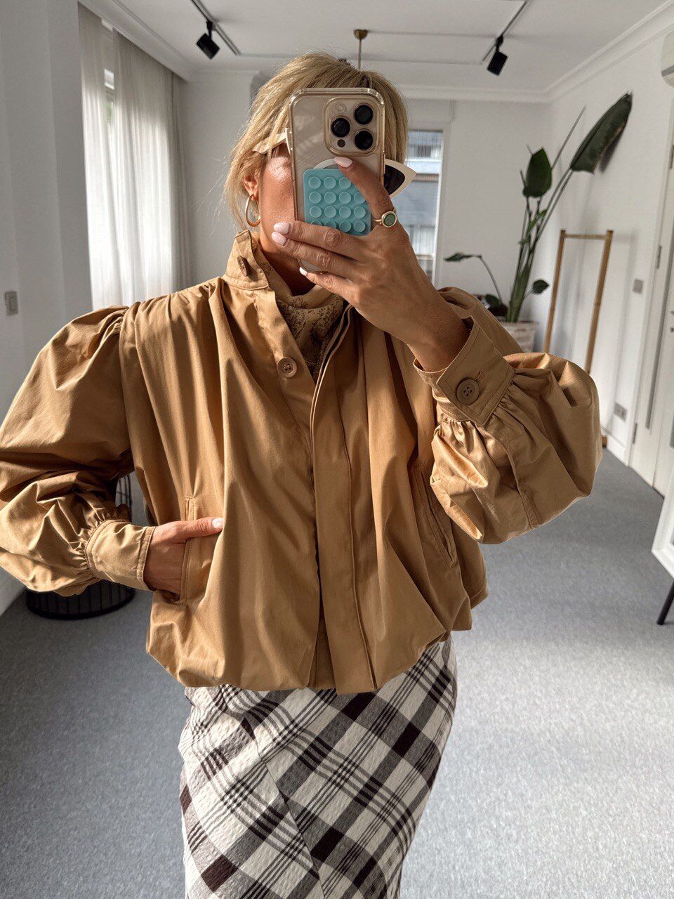 CAMEL PİLİ DETAY VATKALI CEKET