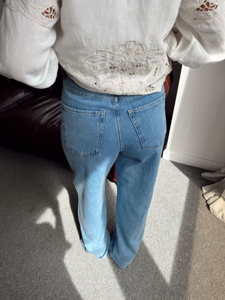 MAVİ PAÇASI KESİK WIDE LEG JEAN