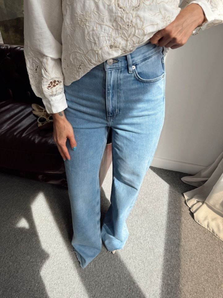 MAVİ PAÇASI KESİK WIDE LEG JEAN