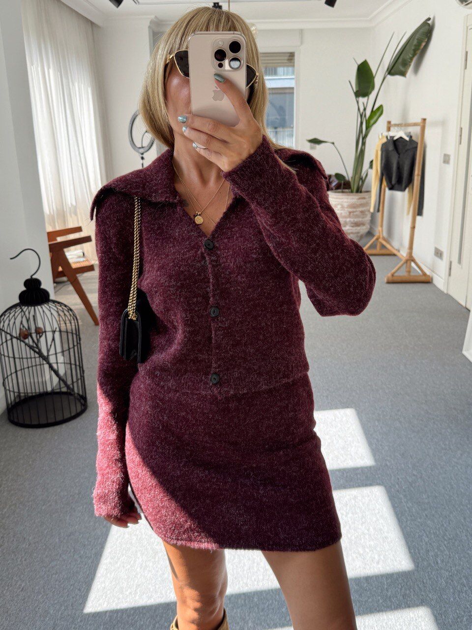 BORDO TRİKO ETEK YÜN TAKIM