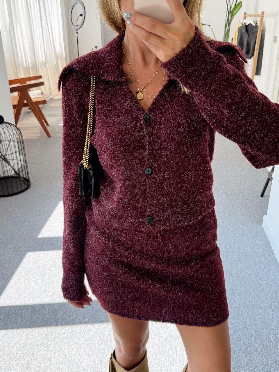 BORDO TRİKO ETEK YÜN TAKIM