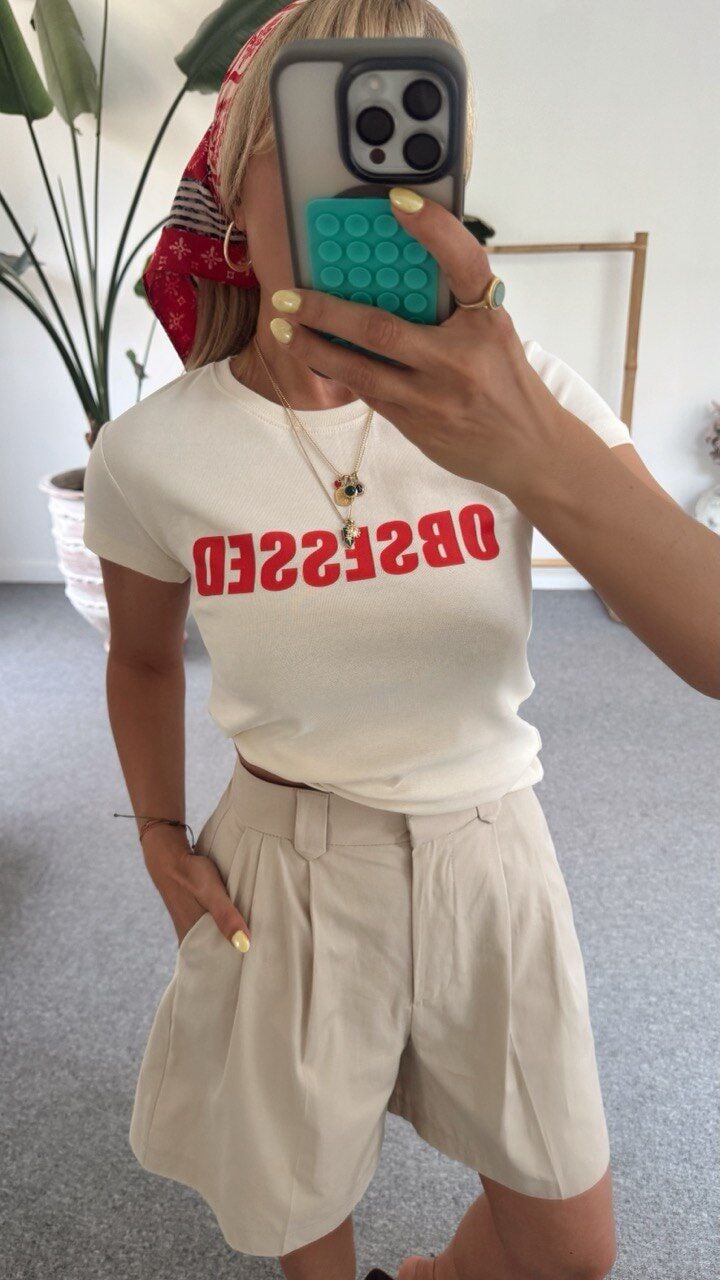 OBSESSED BASKILI TSHİRT