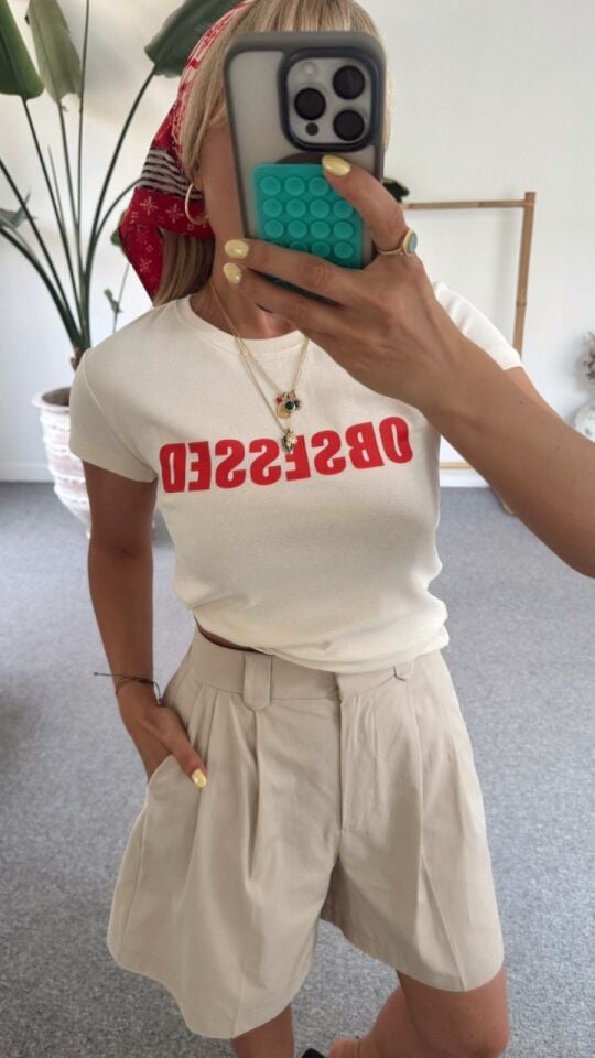 OBSESSED BASKILI TSHİRT