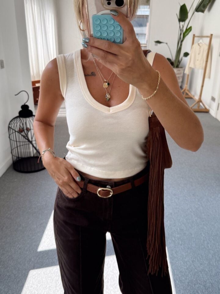 AÇIK SARI KOLSUZ SONSUZ KUMAŞ BLUZ