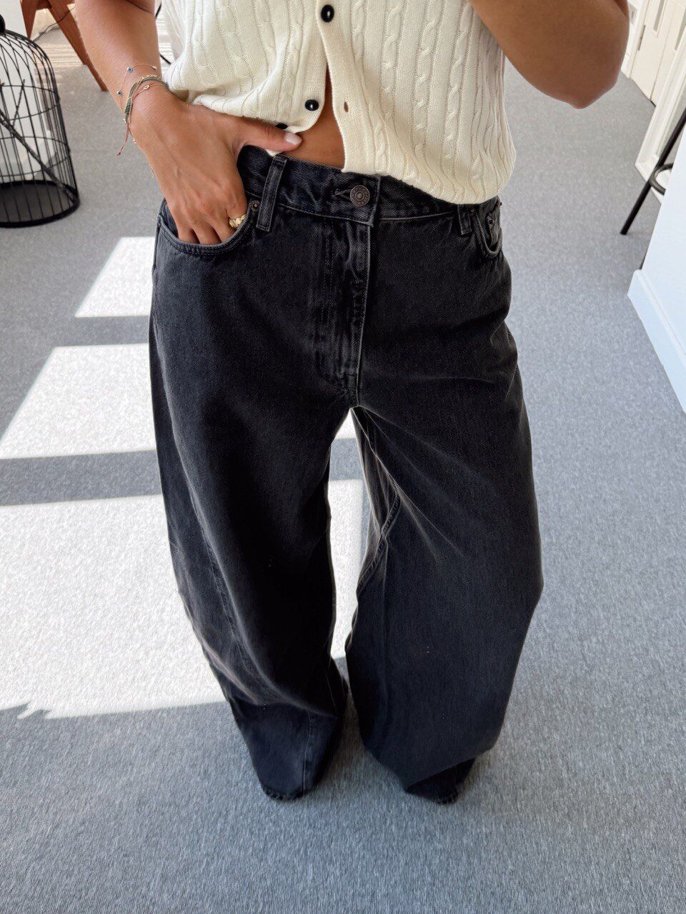 ANTRASİT RENGİ BARREL JEAN