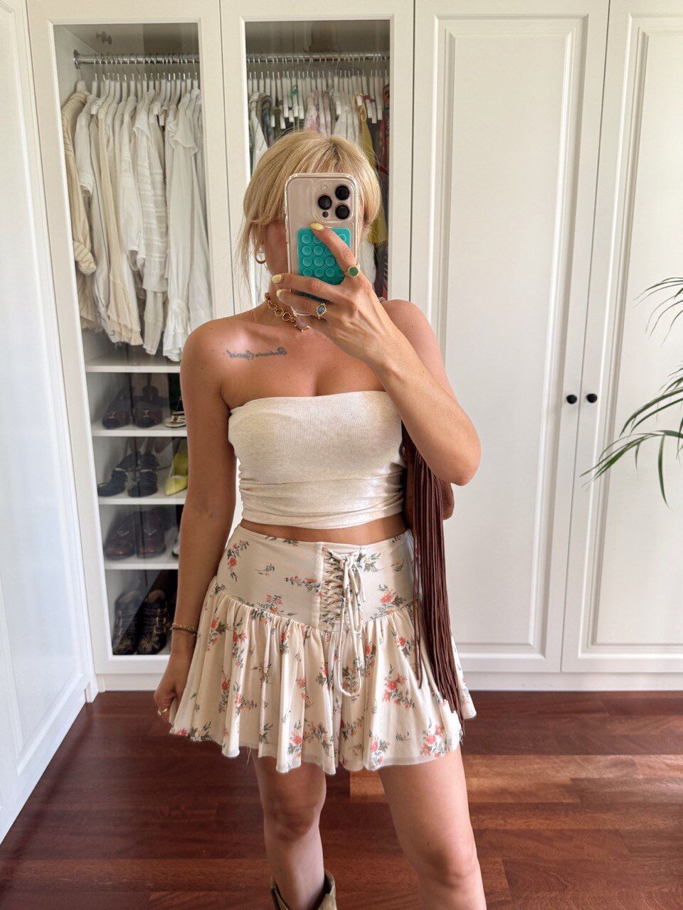 MİNİMAL ÇİÇEK DESEN ŞORT ETEK