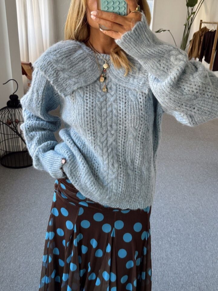 BEBE MAVİ YAKA DETAY KAZAK