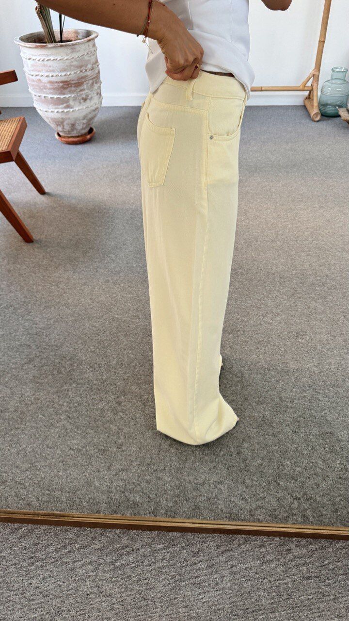 SARI TENSEL RAHAT KESİM PANTOLON