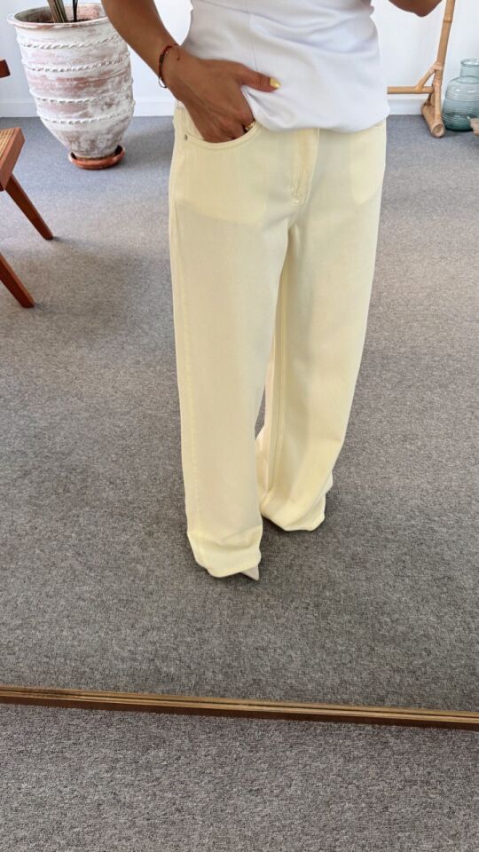 SARI TENSEL RAHAT KESİM PANTOLON