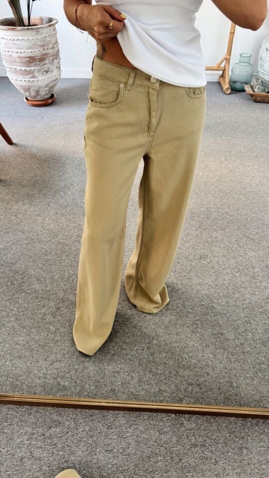 ÇAĞLA RENGİ TENSEL RAHAT KESİM PANTOLON