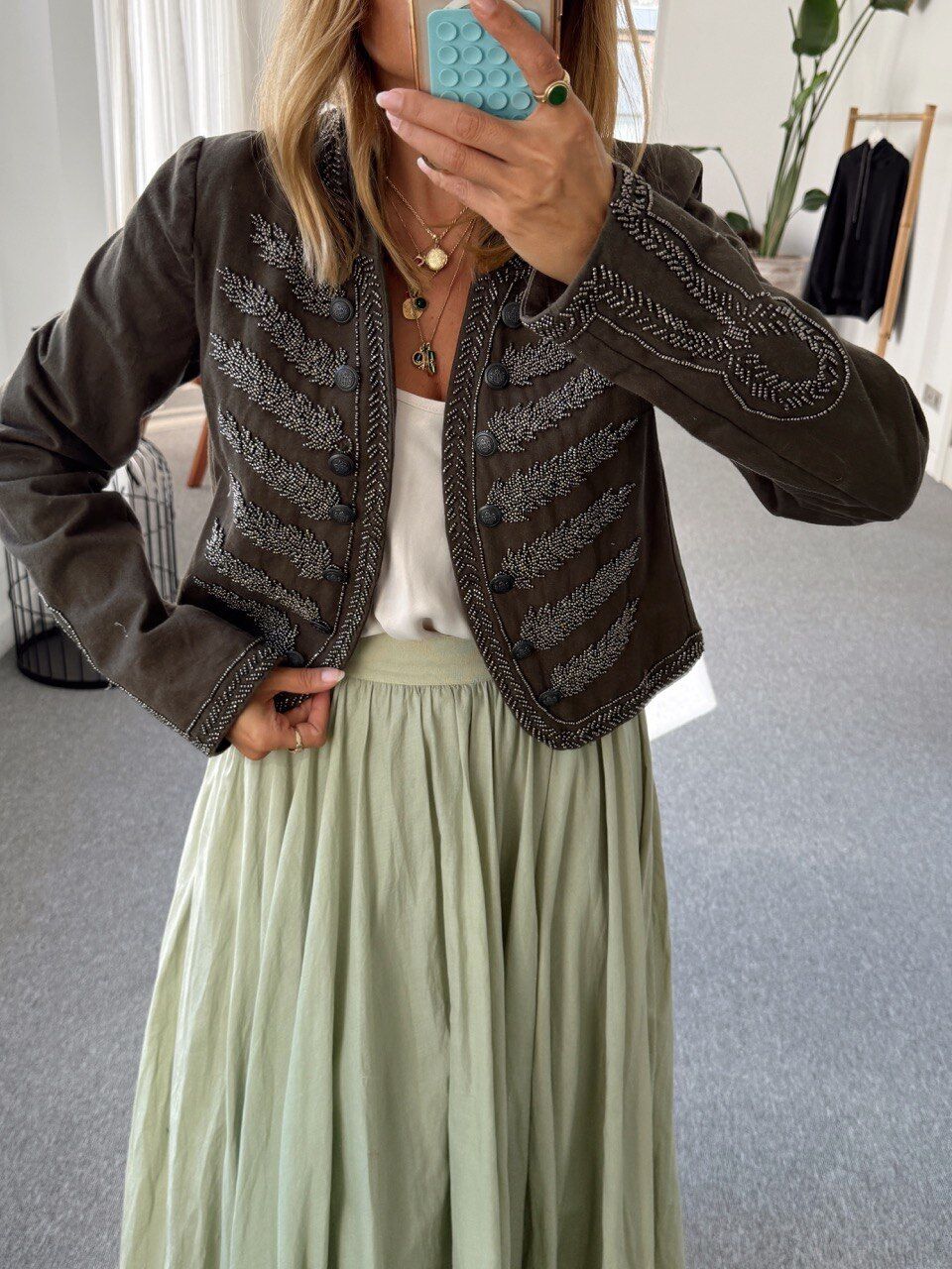 HAKİ TAŞ İŞLEMELİ İTHAL CEKET