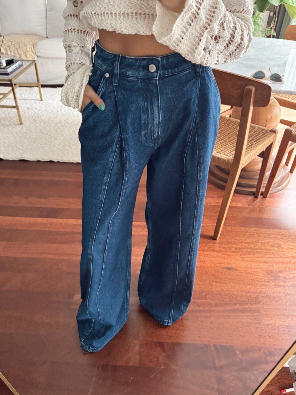 KOYU MAVİ PİLİ DETAY JEAN