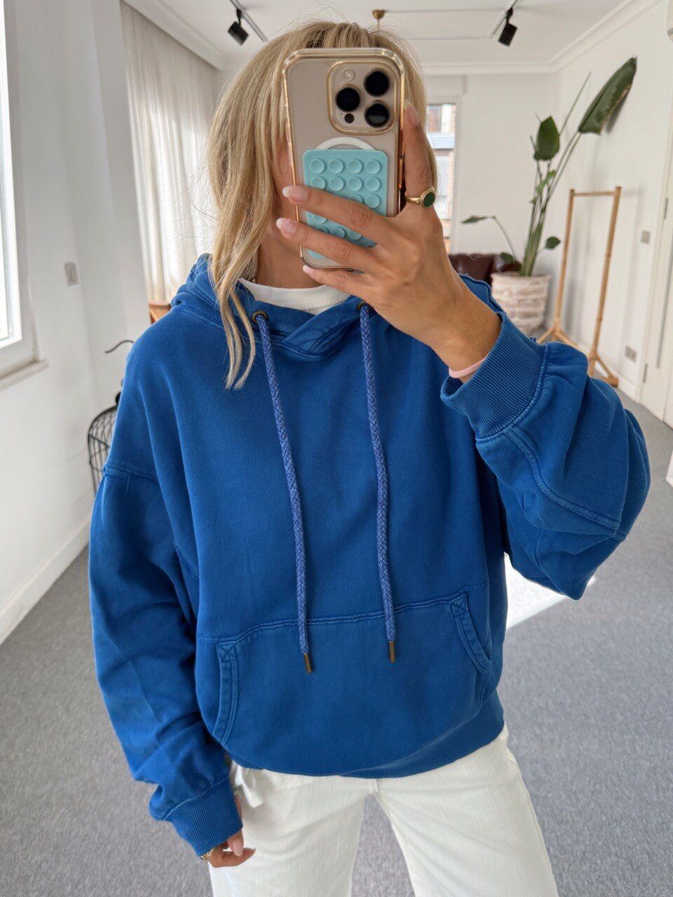 SAKS MAVİ YIKAMALI  İTHAL SWEATSHIRT