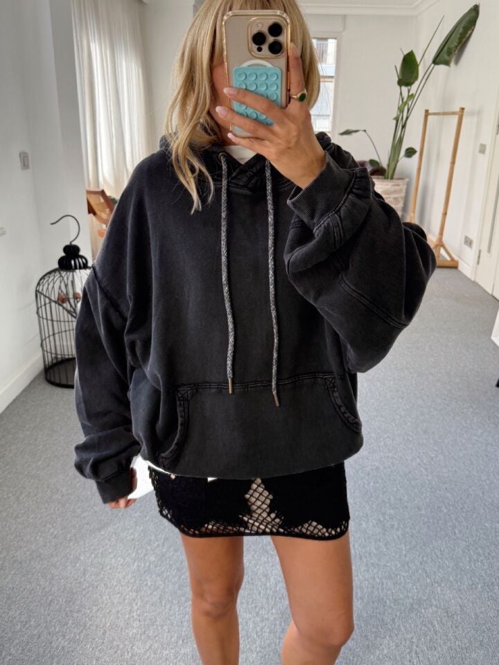 ANTRASİT YIKAMALI İTHAL SWEATSHIRT