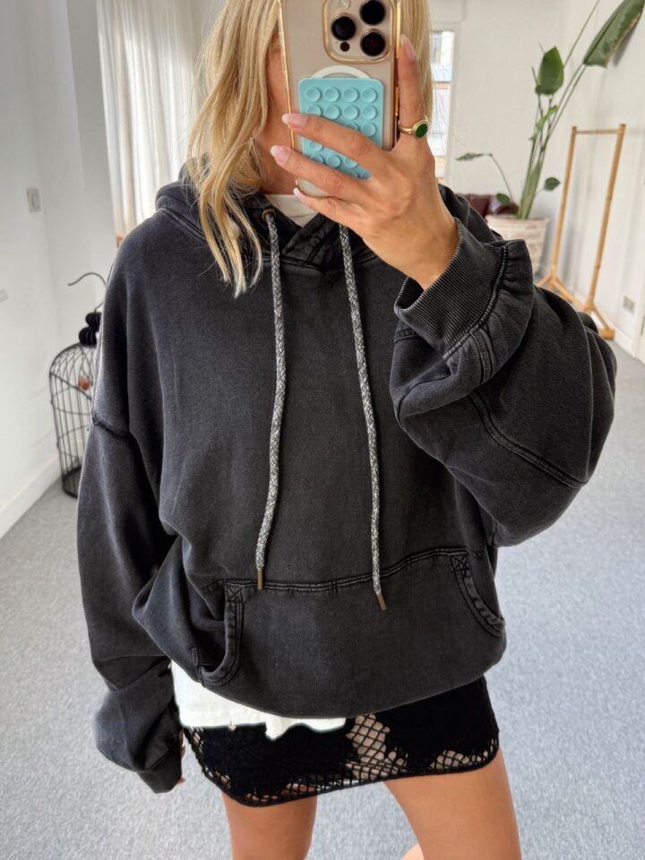 ANTRASİT YIKAMALI İTHAL SWEATSHIRT