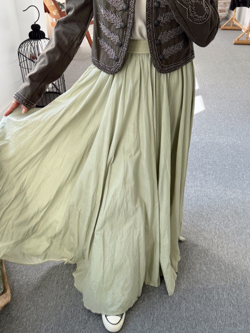 SU YEŞİLİ İTHAL MAXI VOLANLI ETEK