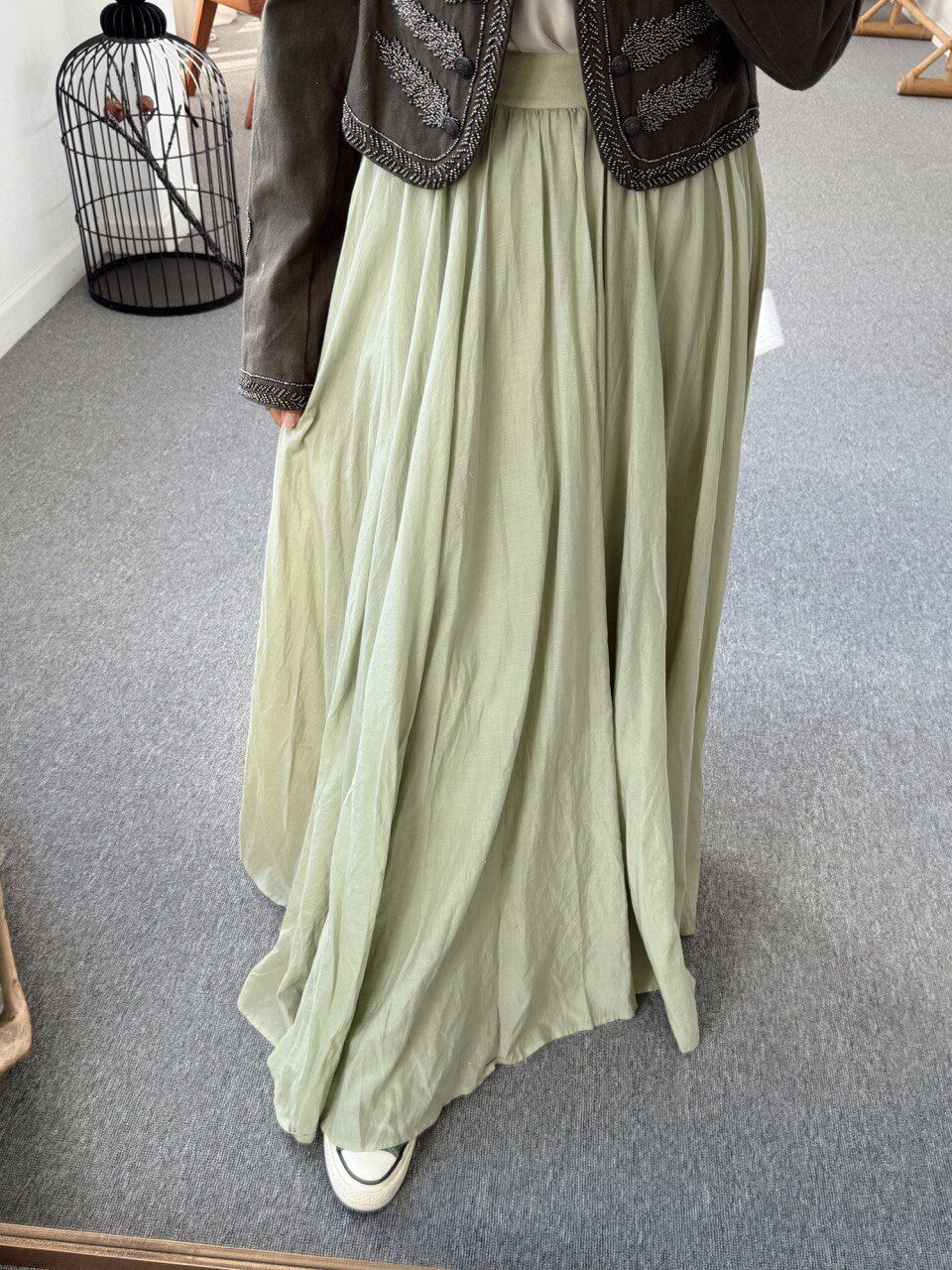 SU YEŞİLİ İTHAL MAXI VOLANLI ETEK