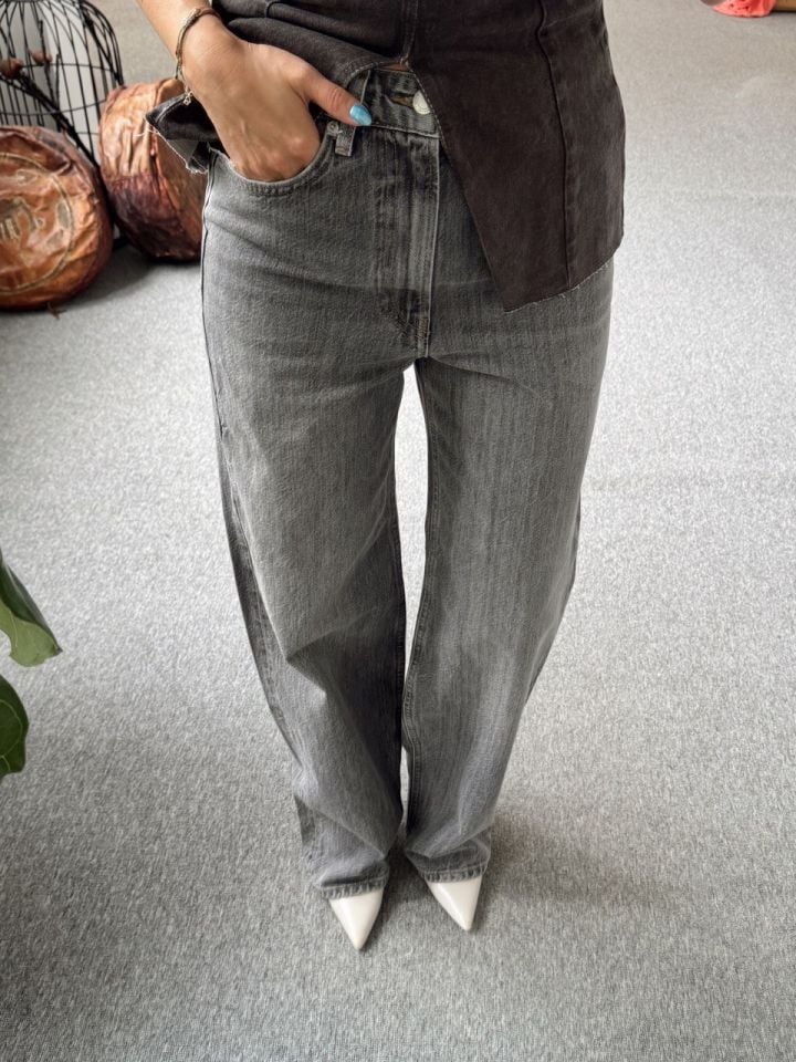GRİ TAŞLANIMŞ WIDE LEG JEAN