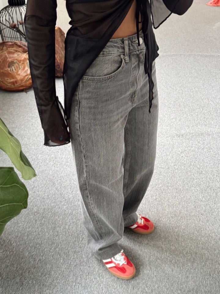 GRİ TAŞLANIMŞ WIDE LEG JEAN