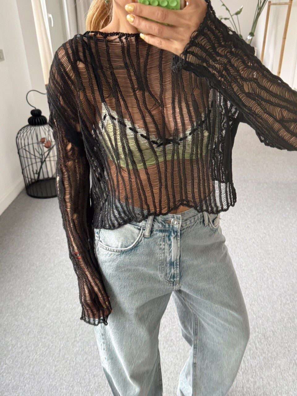 SİYAH AJURLU TRİKO