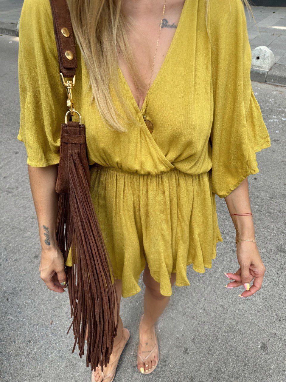 YAĞ YEŞİLİ SIRT DEKOLTELİ İTHAL TULUM