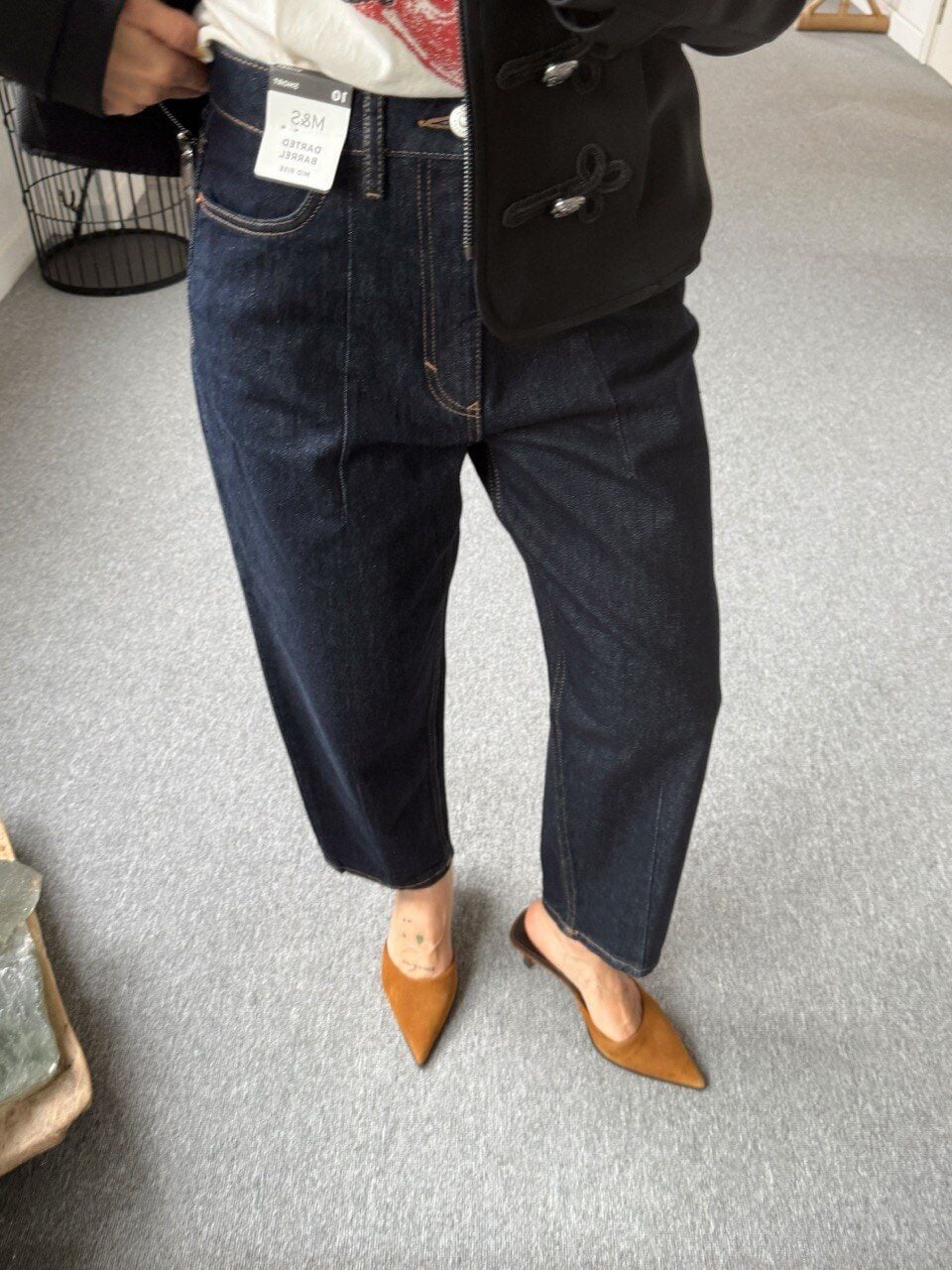 LACİVERT MID RISE BARREL JEAN