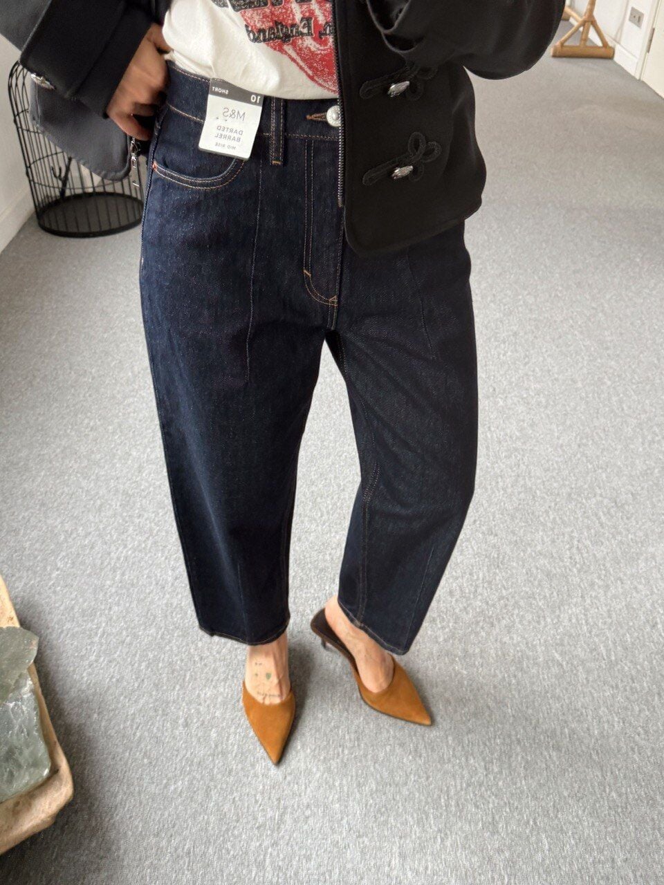 LACİVERT MID RISE BARREL JEAN