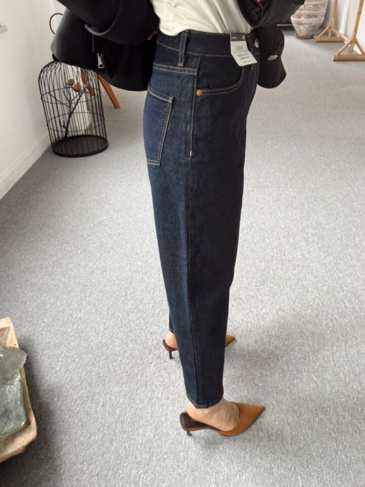 LACİVERT MID RISE BARREL JEAN