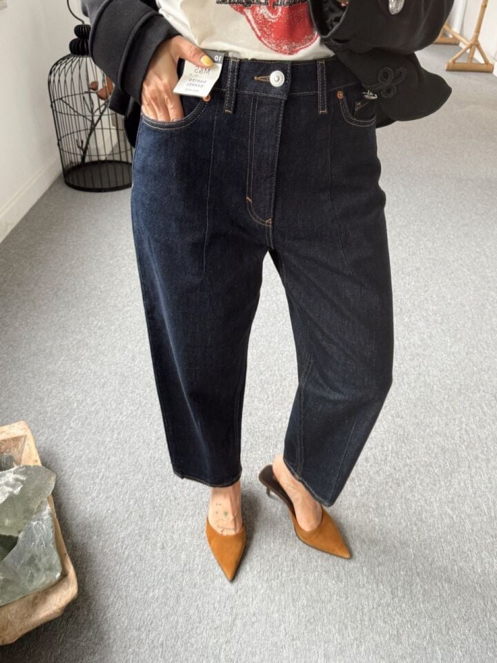 LACİVERT MID RISE BARREL JEAN