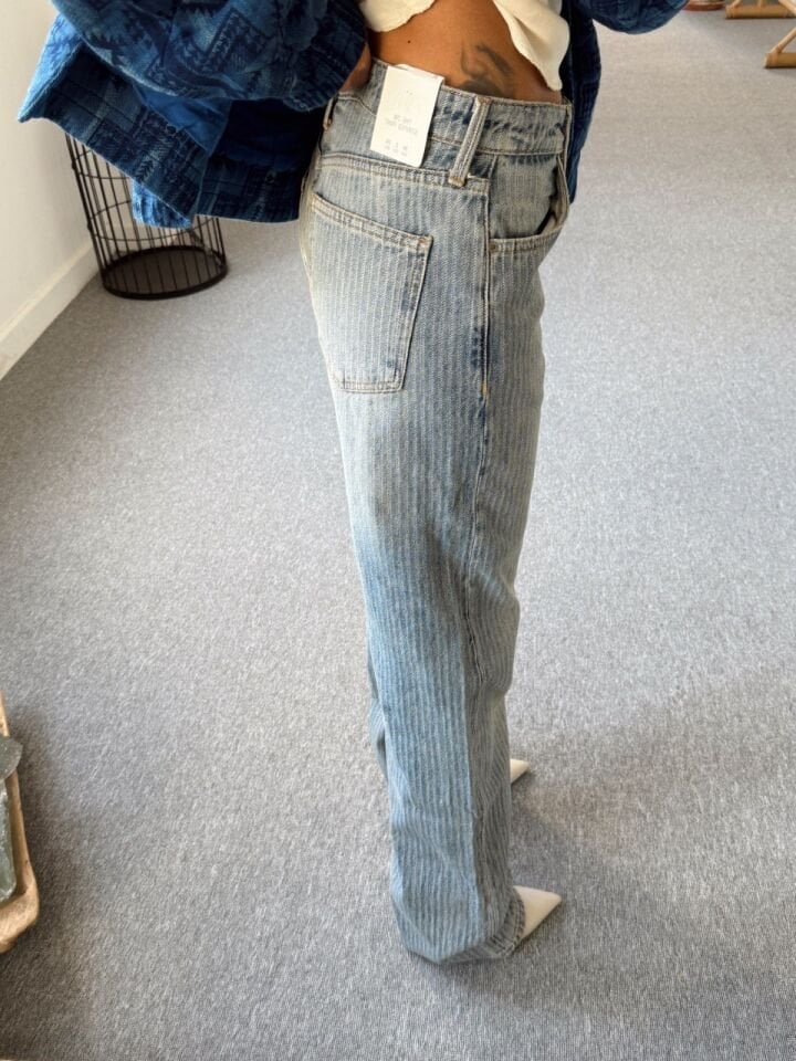 ÇİZGİLİ ARA BEL DENIM JEAN