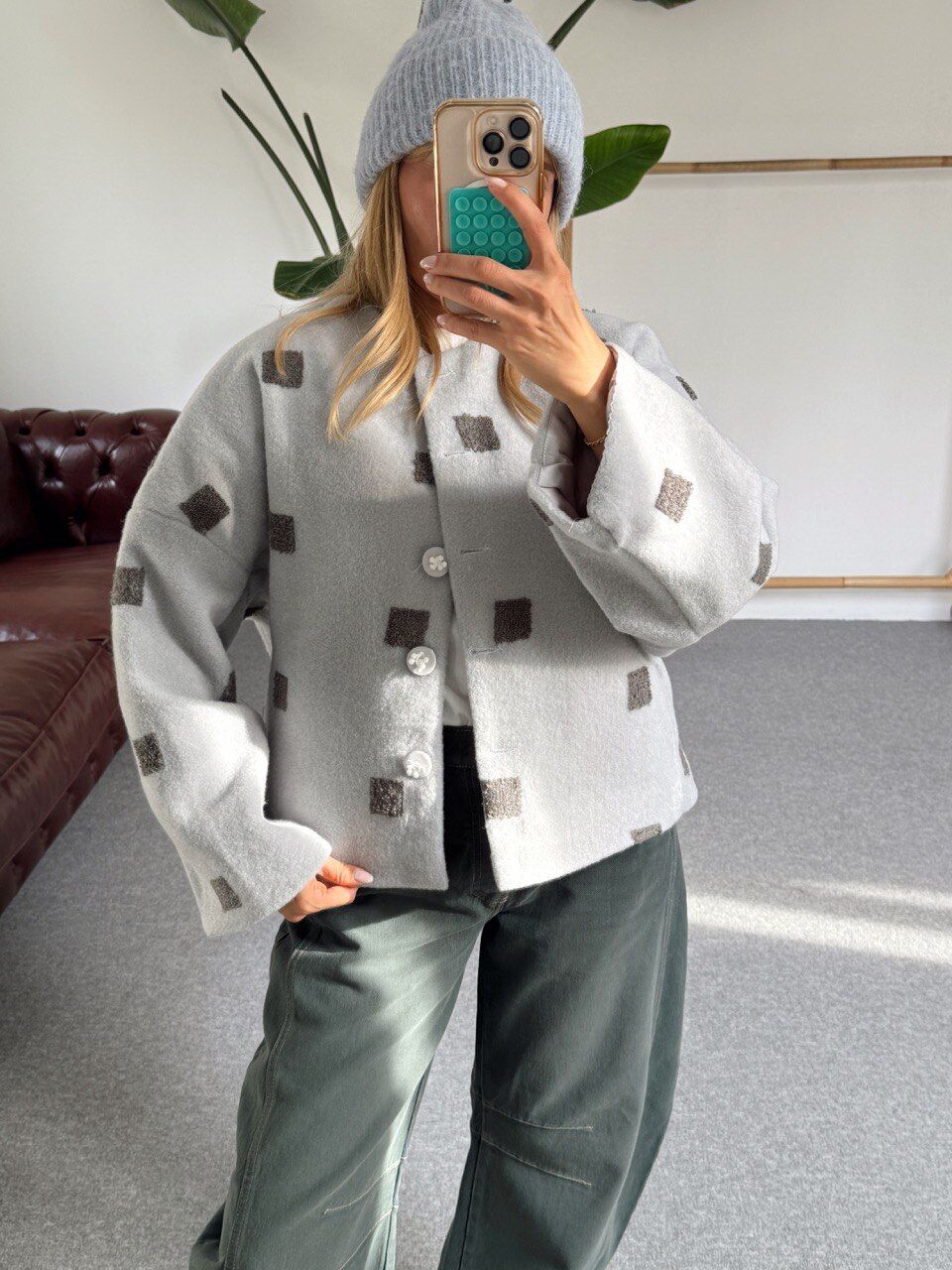 BUZ MAVİ ASTARLI İTHAL CEKET