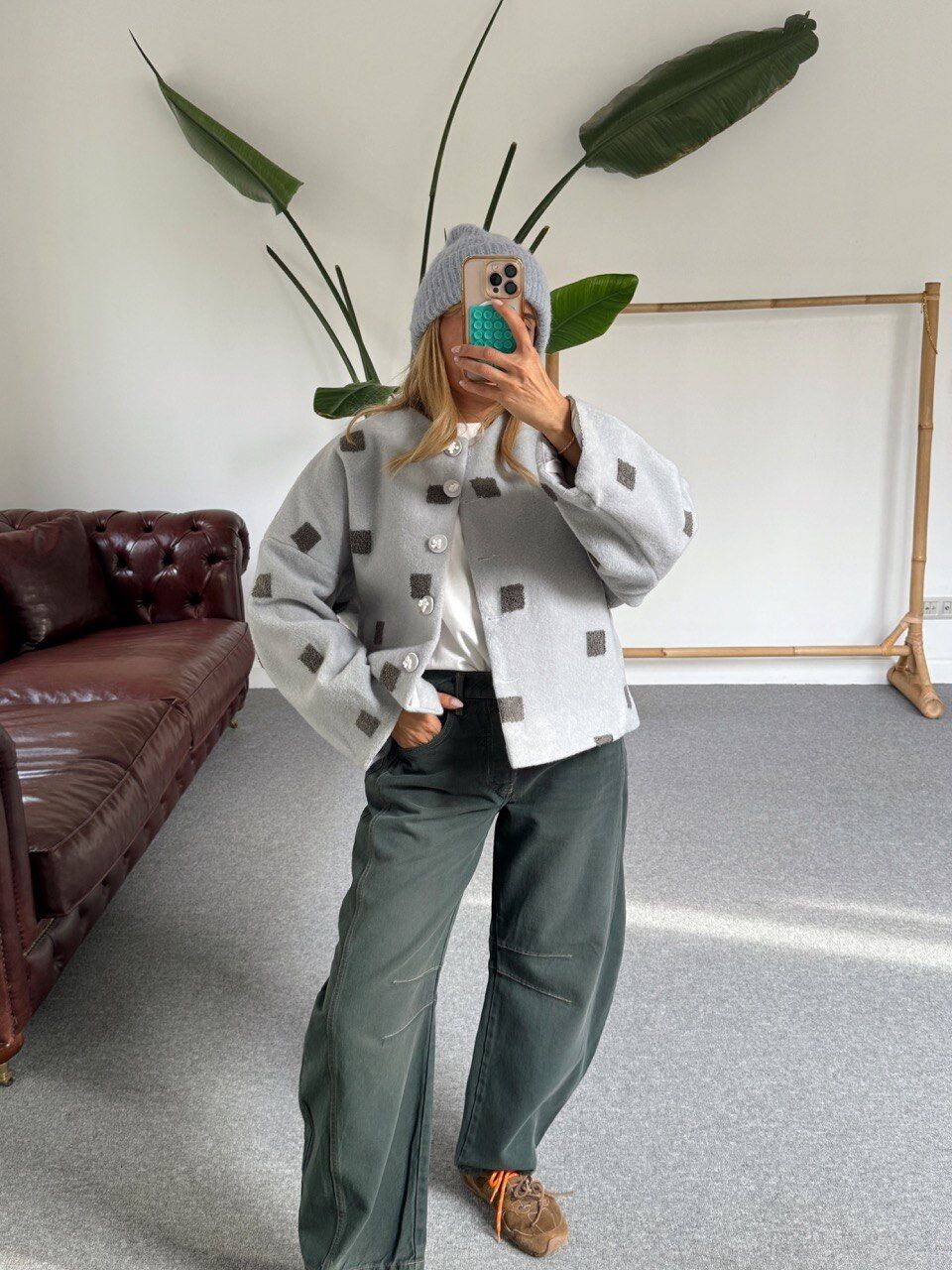 BUZ MAVİ ASTARLI İTHAL CEKET