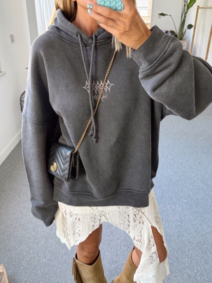 ANTRASİT EVERYWHERE BASKILI SWEATSHIRT