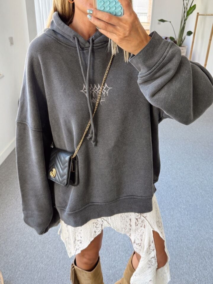 ANTRASİT EVERYWHERE BASKILI SWEATSHIRT