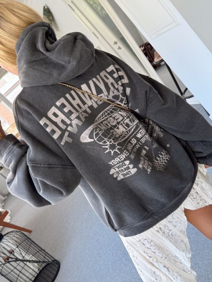 ANTRASİT EVERYWHERE BASKILI SWEATSHIRT